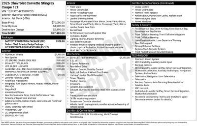 2026 Chevrolet Corvette Stingray 1LT