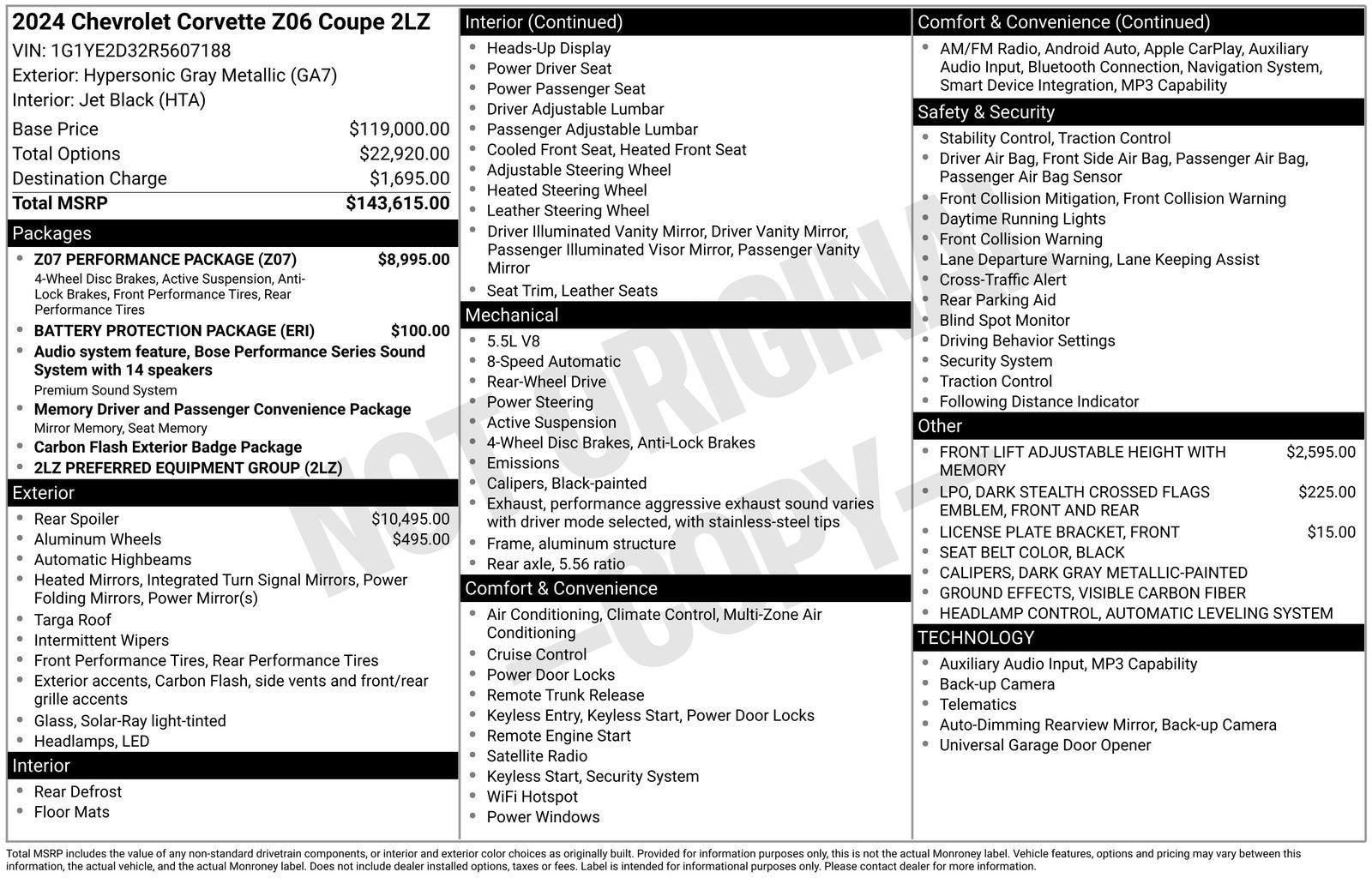 2024 Chevrolet Corvette Z06 2LZ