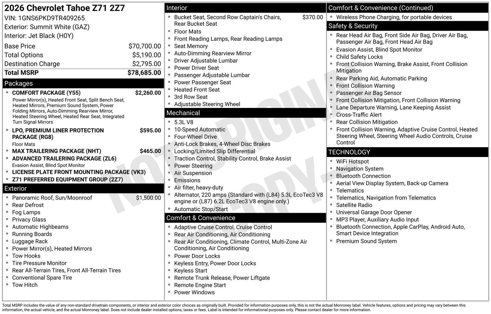 2026 Chevrolet Tahoe Z71