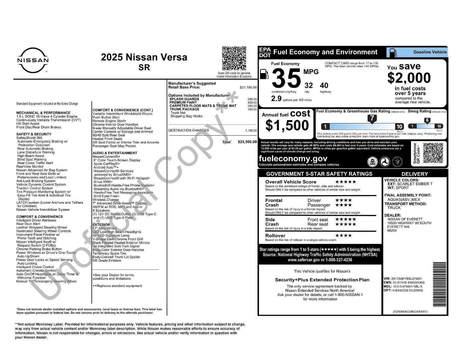 2025 Nissan Versa 1.6 SR