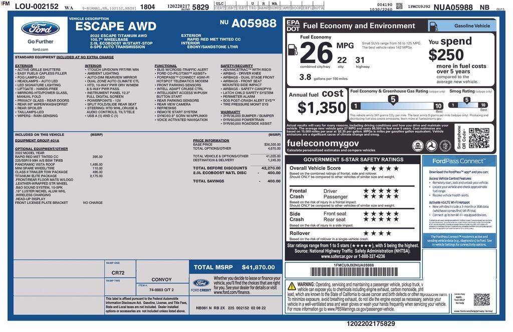 2022 Ford Escape Titanium