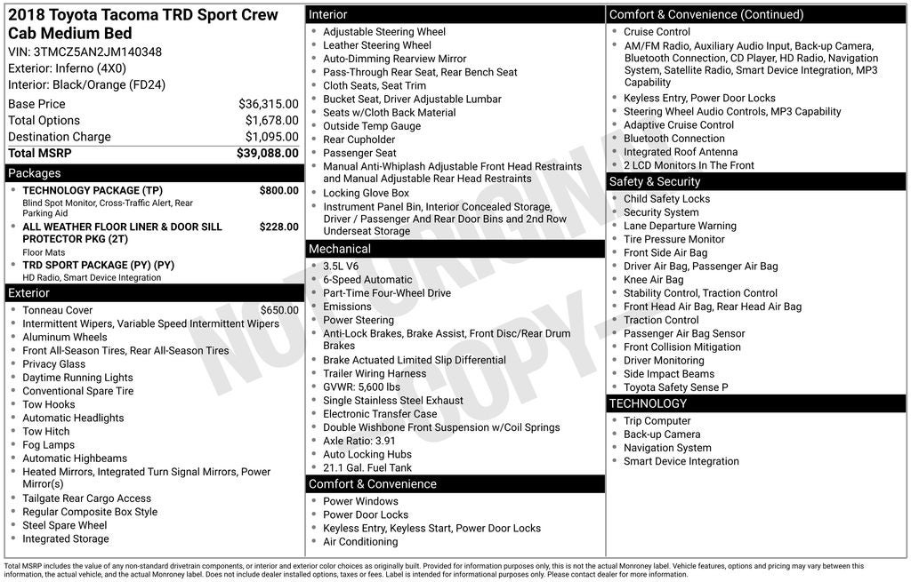 2018 Toyota Tacoma TRD Sport V6