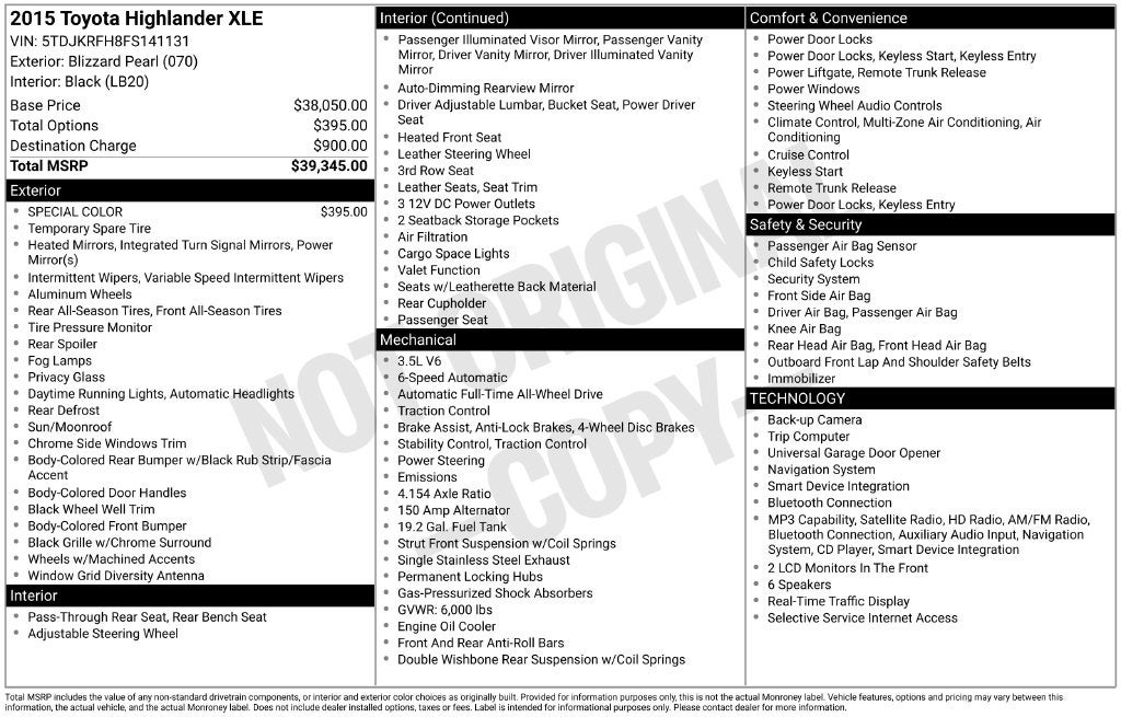 2015 Toyota Highlander XLE V6