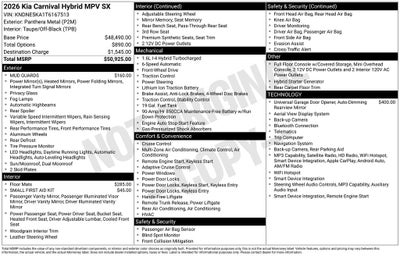 2026 Kia Carnival Hybrid SX