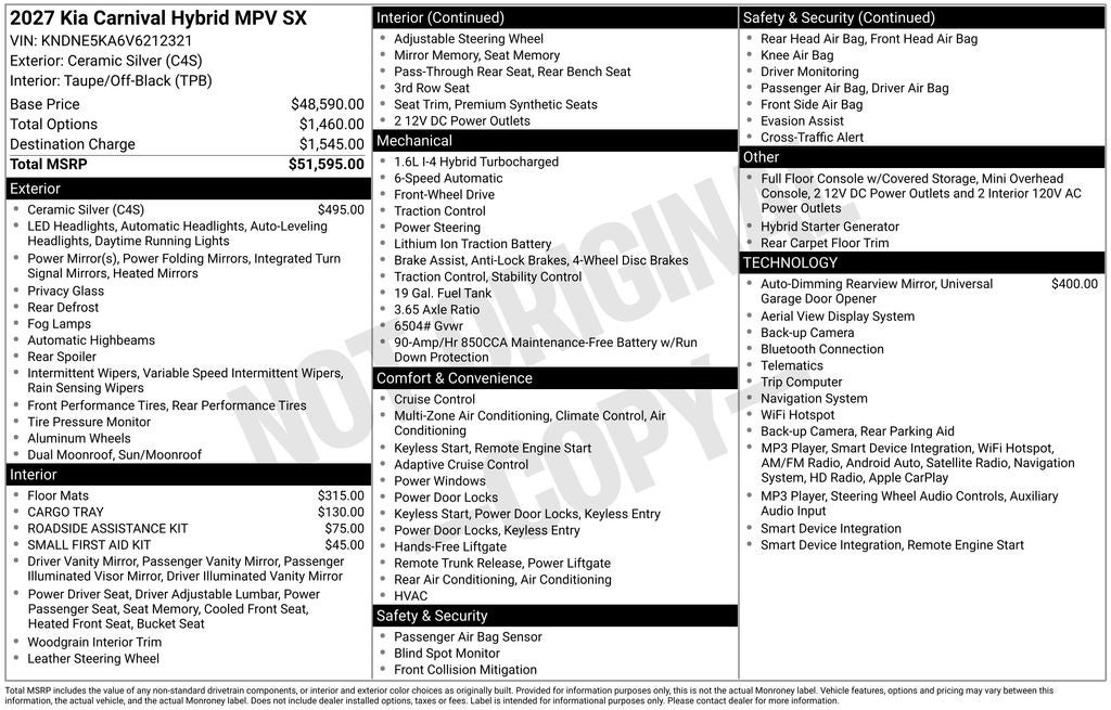 2027 Kia Carnival Hybrid SX