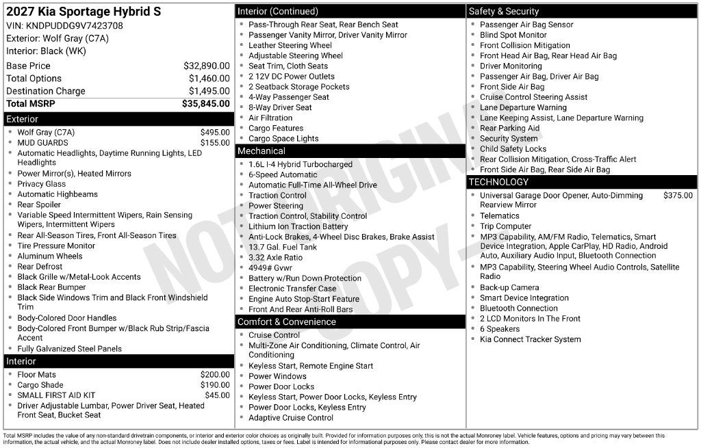 2027 Kia Sportage Hybrid S