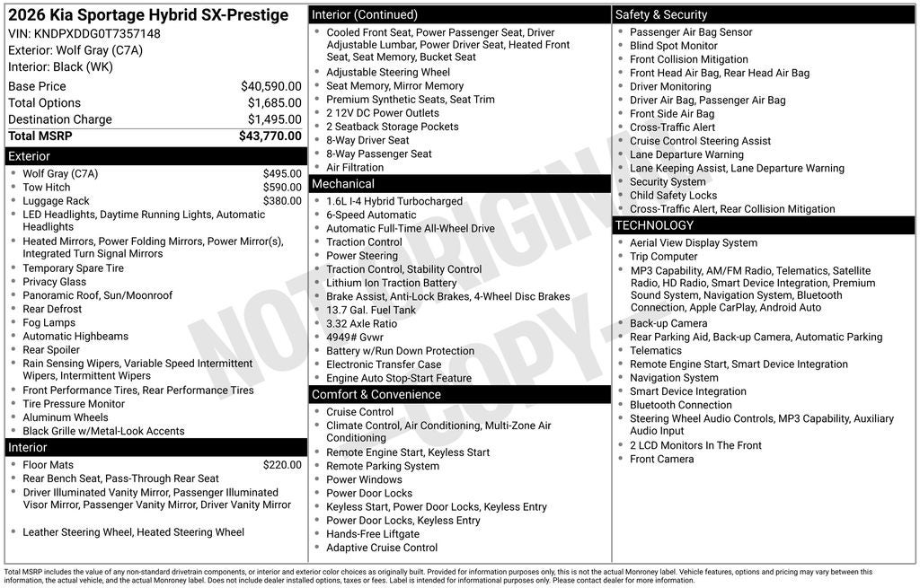 2026 Kia Sportage Hybrid SX-Prestige
