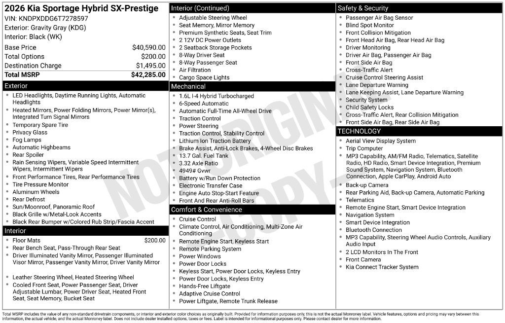 2026 Kia Sportage Hybrid SX-Prestige