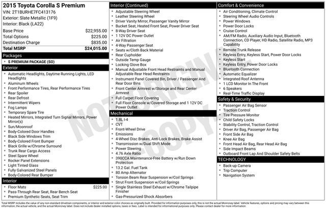 2015 Toyota Corolla S Premium