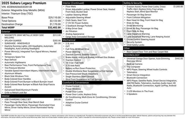 2025 Subaru Legacy Premium