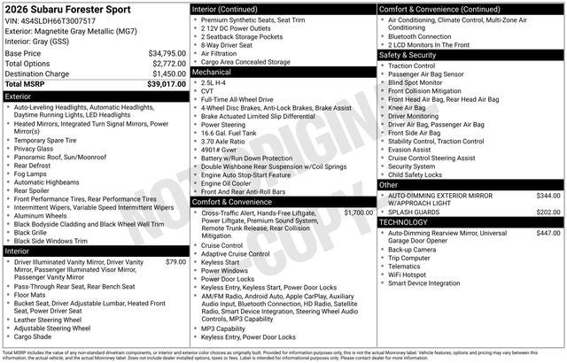 2026 Subaru Forester Sport