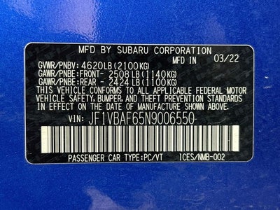 2022 Subaru WRX Premium