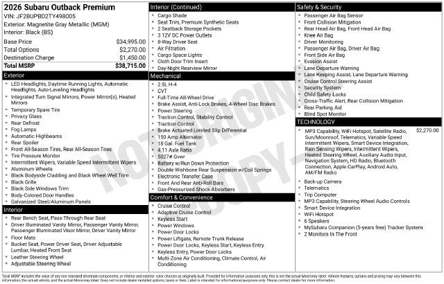 2026 Subaru Outback Premium