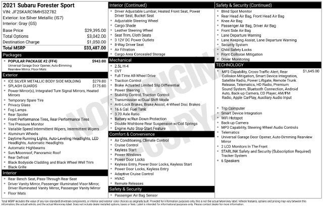 2021 Subaru Forester Sport