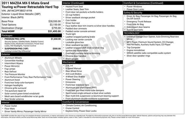 2011 Mazda Mazda Miata PRHT Grand Touring