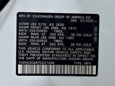 2026 Volkswagen Atlas Cross Sport 2.0T SE w/Technology