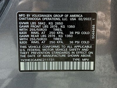 2022 Volkswagen Atlas Cross Sport 3.6L V6 SE w/Technology