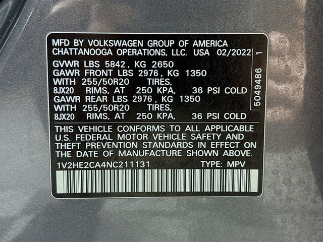 2022 Volkswagen Atlas Cross Sport 3.6L V6 SE w/Technology