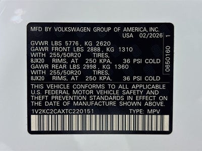 2026 Volkswagen Atlas Cross Sport 2.0T SE w/Technology