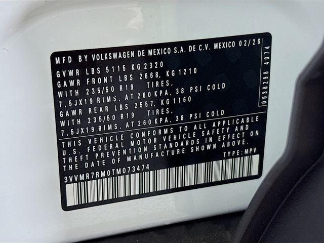 2026 Volkswagen Tiguan 2.0T SE