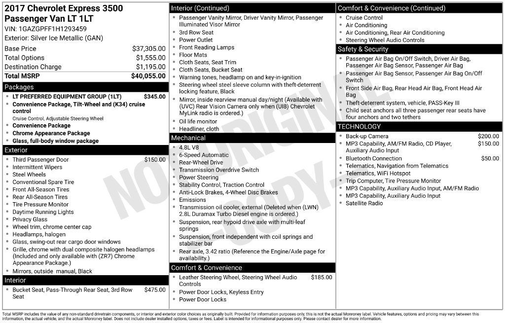 2017 Chevrolet Express Passenger 3500 LT