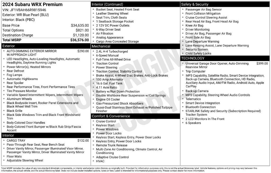2024 Subaru WRX Premium
