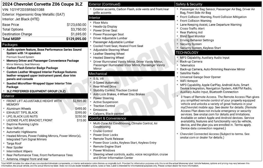 2024 Chevrolet Corvette Z06 3LZ