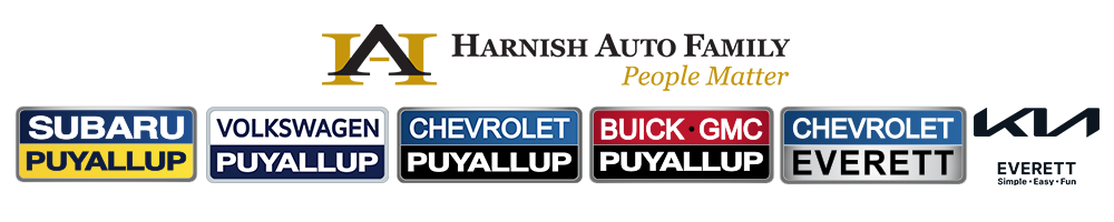 Harnish Auto Family dealership locations and automotive brand logos.