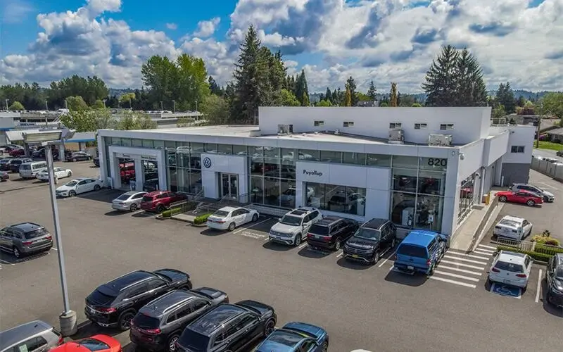 Harnish Auto Family dealership exterior aerial view